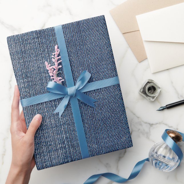 Blue Jean Denim Fabric  Wrapping Paper (Gifting)
