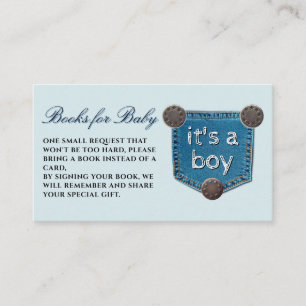 Blue Jean Denim It's a Boy Books for Baby Enclosure Card
