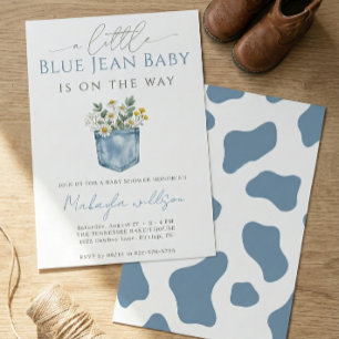 Blue Jean Denim Rustic Boy Baby Shower Invitation