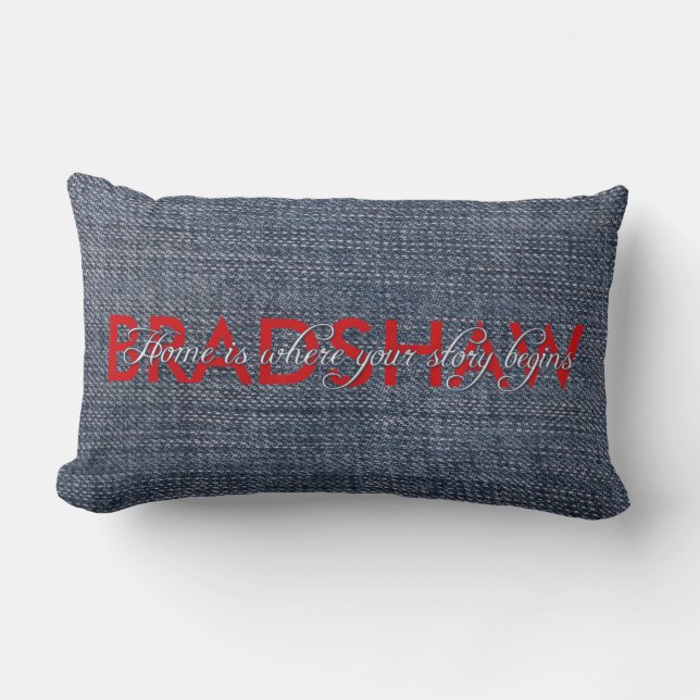 Blue Jean Family Name Lumbar Cushion (Front)