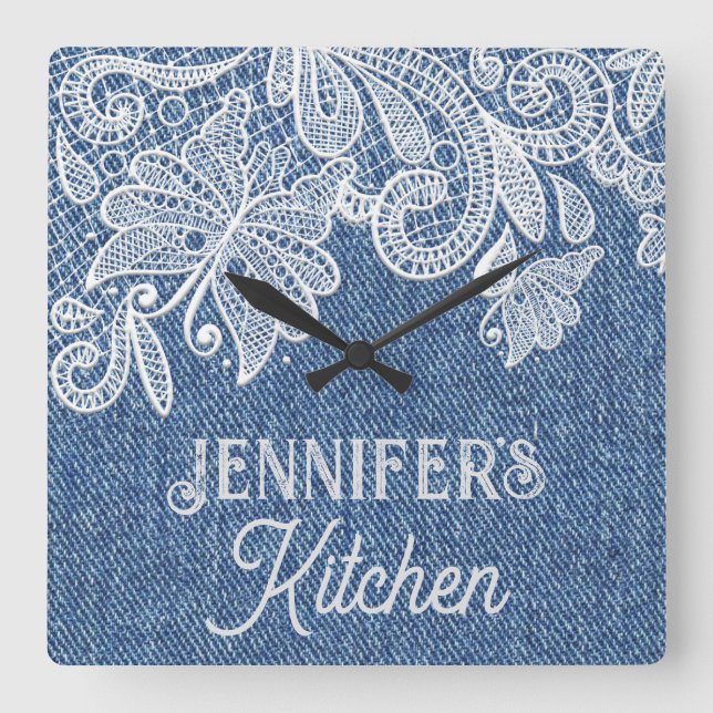 Blue Jean Kitchen Wall Clock (Front)