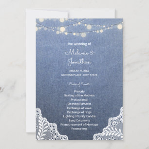 Blue Jean, Lace String Lights Ceremony Program