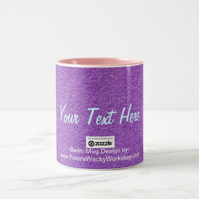 Blue Jean Material, Your Text Here Two-Tone Coffee Mug (Center)