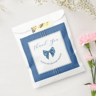 Blue jean with bow baby girl shower Thank You Favour Bag