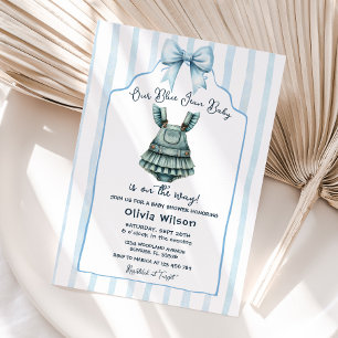 Blue Jean With Bow Baby Shower Invitation