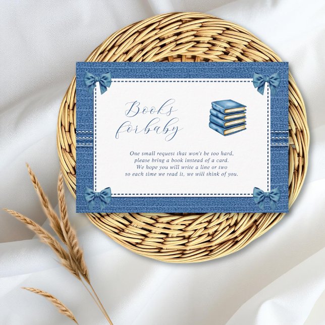Blue jean with bows books for baby girl shower  enclosure card (Creator Uploaded)
