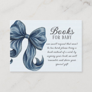 Blue Jeans Bow Baby Shower Book Request Enclosure Card