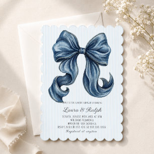 Blue Jeans Bow Baby Shower Invitation