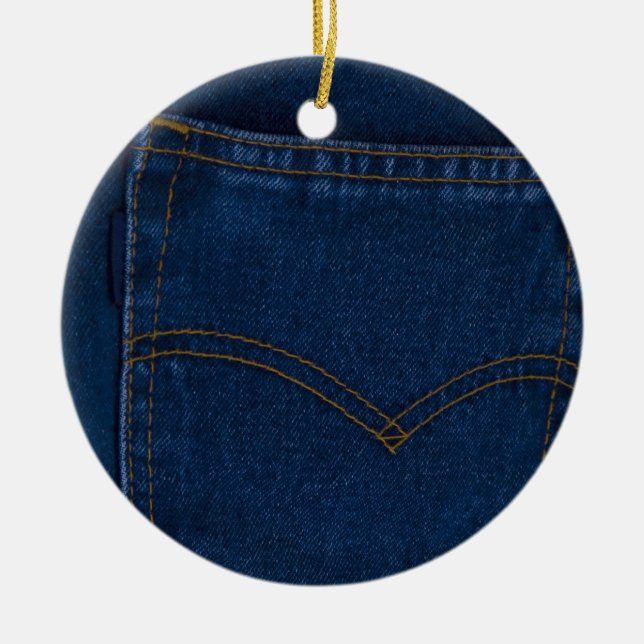 blue jeans ceramic tree decoration (Front)