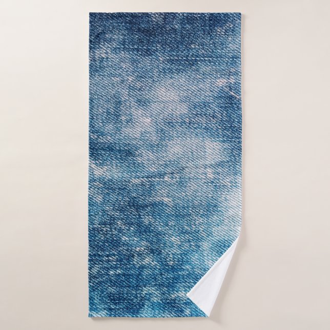 Blue jeans denim texture bath towel (Bath Towel)