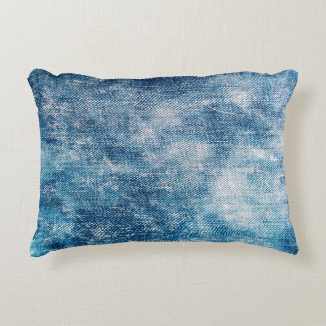 Blue jeans denim texture decorative cushion (Front)