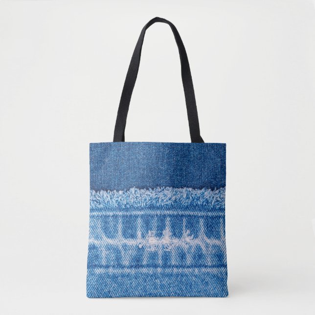 Blue jeans denim texture tote bag (Front)