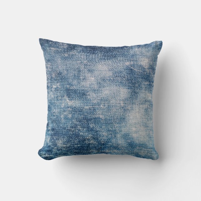 Blue Jeans Denim, Textured Background. Cushion (Front)