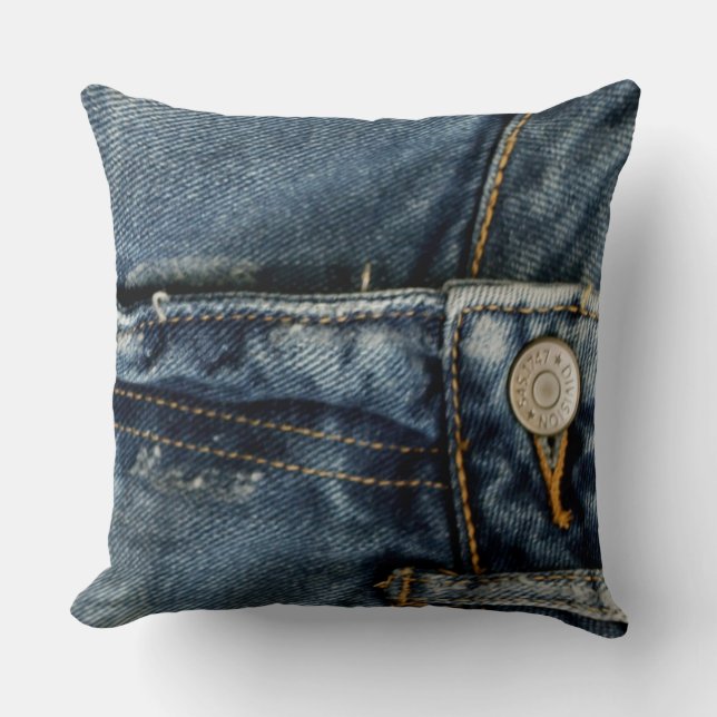 Blue Jeans Denim Zipper Faux Cushion (Front)