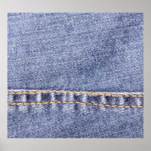 Blue jeans: detailed sew texture. poster