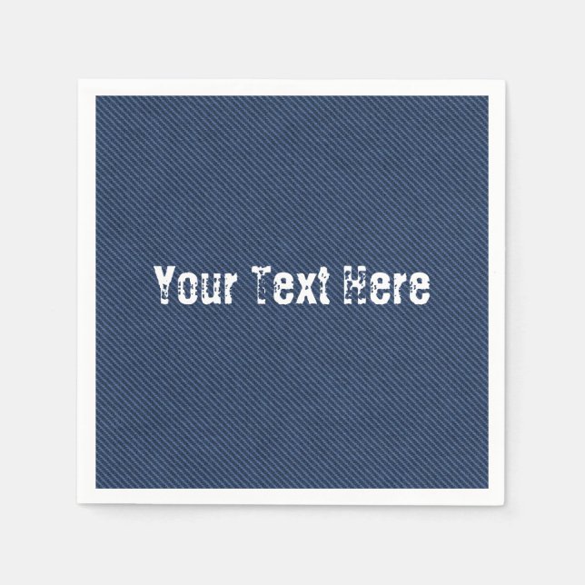 Blue Jeans Fabric - Add Your Text - Customisable Napkin (Front)