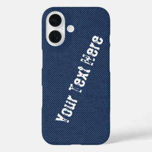 Blue Jeans Fabric - Add Your Text / Name iPhone 16 Case