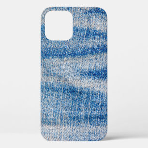 Blue jeans fabric texture, textile background iPhone 12 case