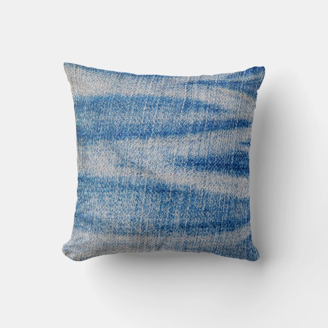 Blue jeans fabric texture, textile background cushion (Front)
