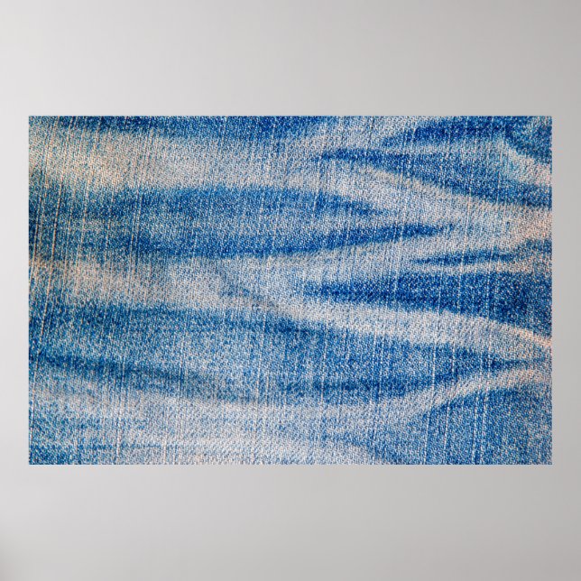 Blue jeans fabric texture, textile background poster (Front)