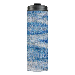Blue jeans fabric texture, textile background thermal tumbler
