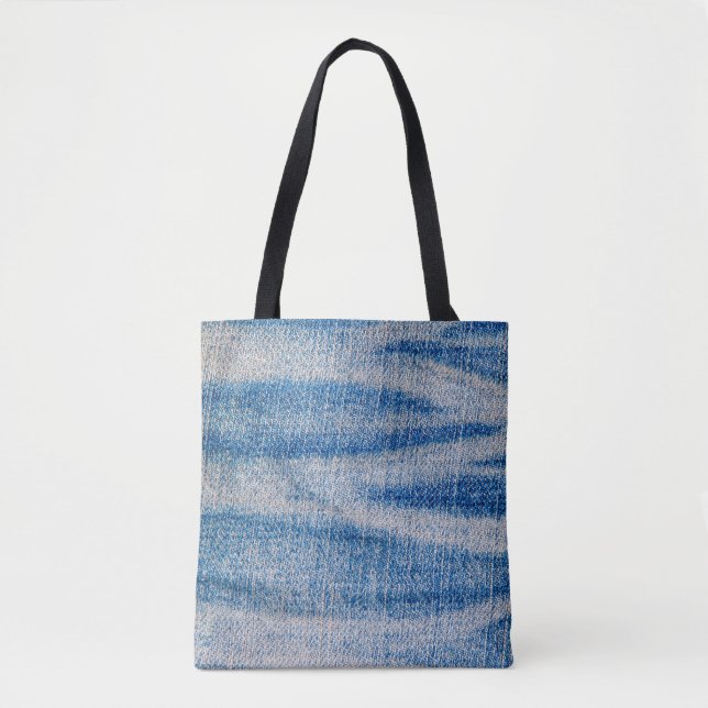 Blue jeans fabric texture, textile background tote bag (Front)