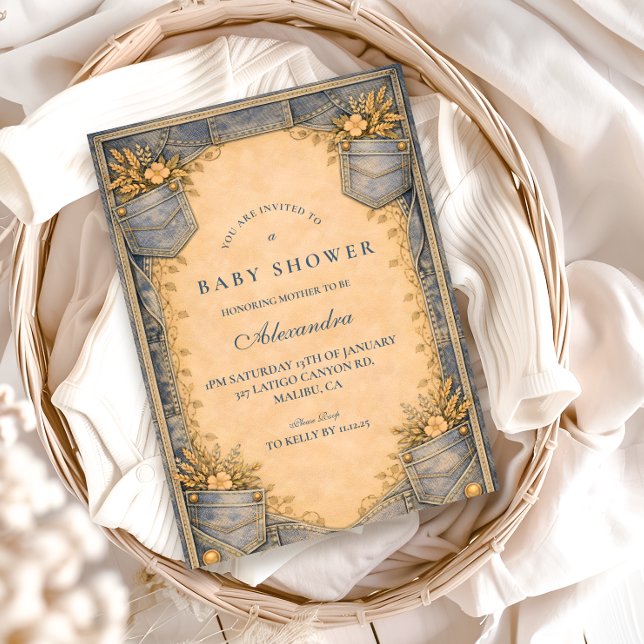 Blue Jeans Little Cowboy Baby Shower Invitation (Creator Uploaded)