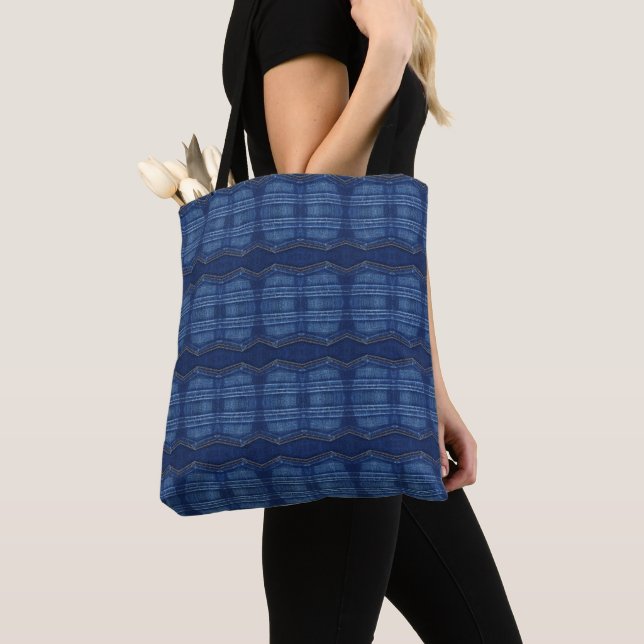 blue jeans pattern tote bag (Close Up)