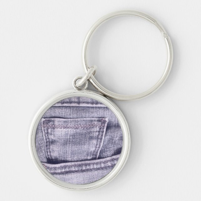 Blue Jeans Pocket, Fabric, Seams Key Ring (Front)