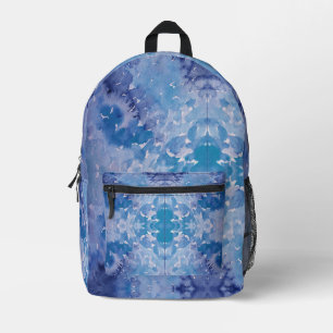 Blue Jeans Retro Tie Dye Printed Backpack