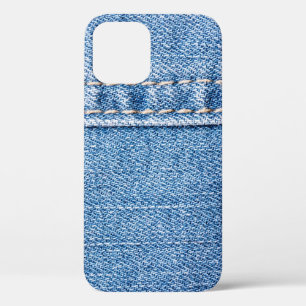 Blue jeans sew closeup texture. iPhone 12 case