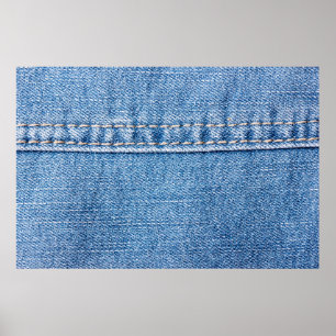 Blue jeans sew closeup texture.  poster