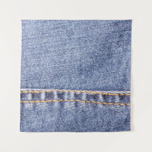 Blue jeans sew closeup texture. tapestry