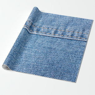 Blue jeans sew closeup texture. wrapping paper