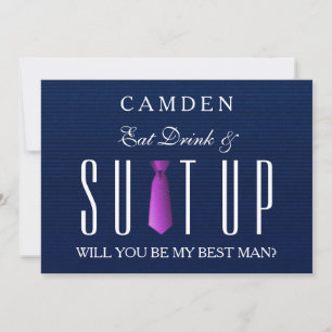 Blue Jeans Textile Suitup Will you be my Bestman Invitation