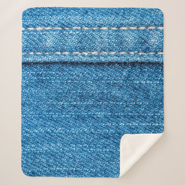 Blue jeans texture background. sherpa blanket (Front)