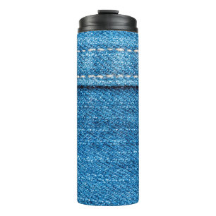 Blue jeans texture background. thermal tumbler