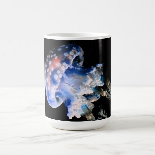 Blue Jelly Fish Design Monogram Mug (Center)