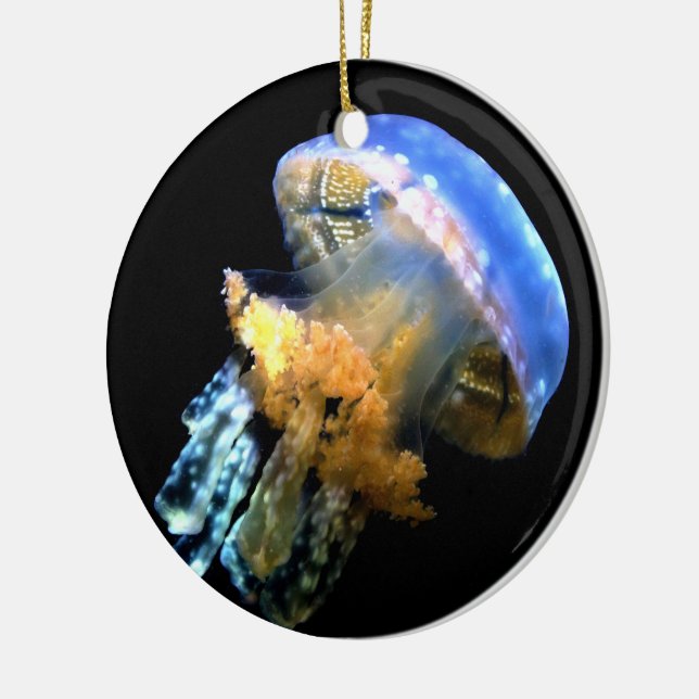 Blue Jellyfish Ceramic Ornament (Left)