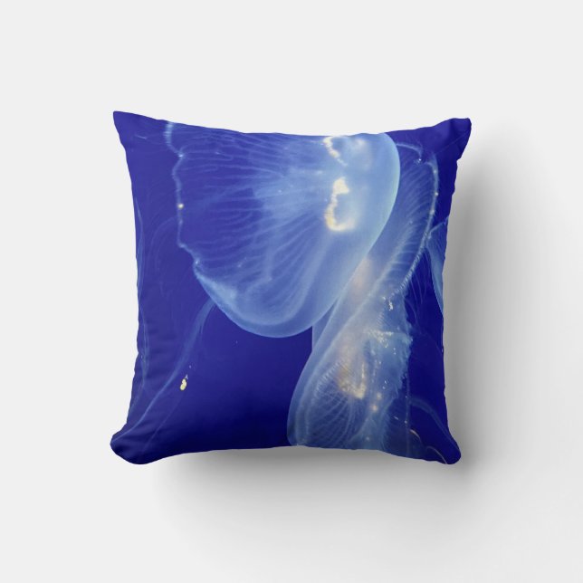 Blue Jellyfish Double-sided Throw Pillow (Front)