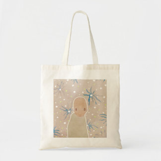Blue jellyfish flowers tote bag