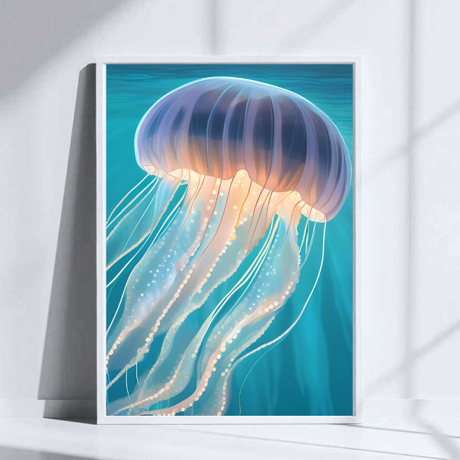 Blue Jellyfish | Ocean Animal Painting Art Poster (Creator Uploaded)