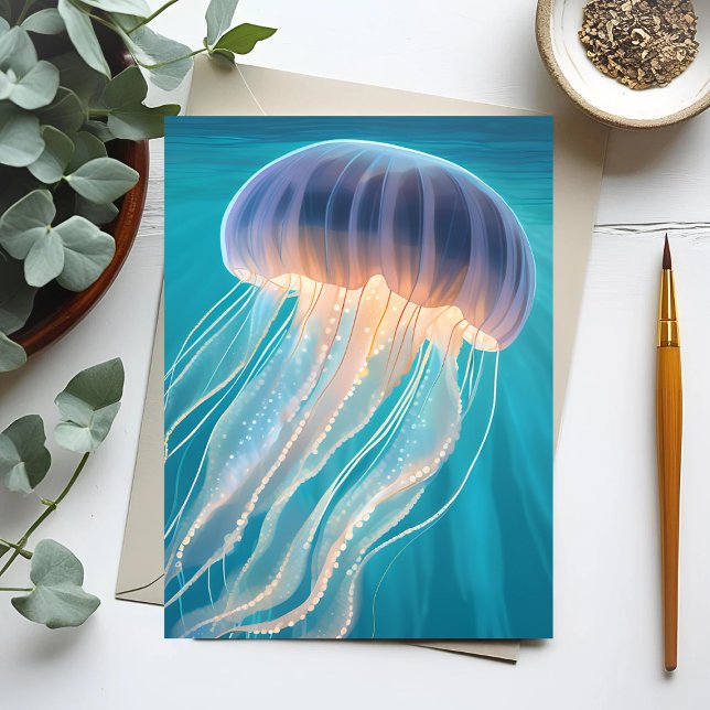 Blue Jellyfish | Ocean Animal Painting Card (Creator Uploaded)