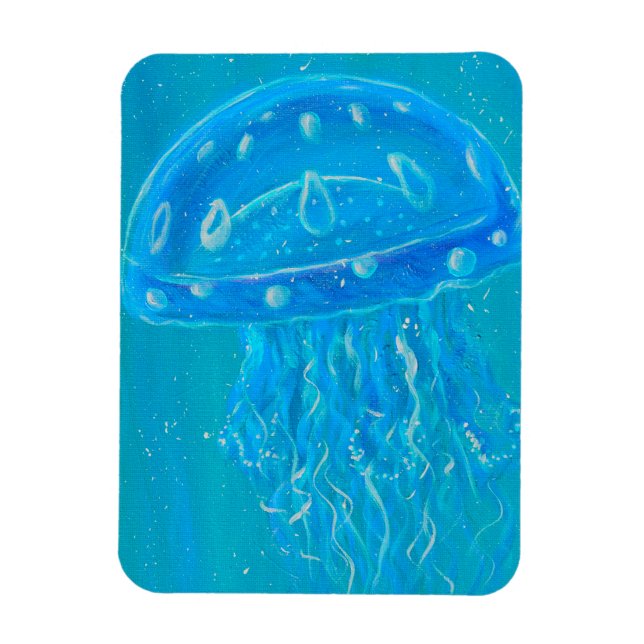 Blue Jellyfish Painting Magnet (Vertical)
