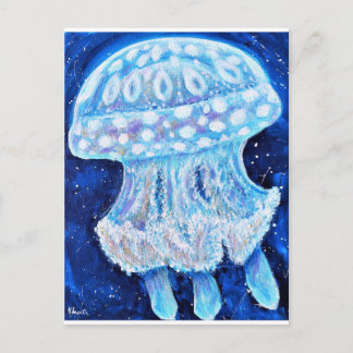 Blue Jellyfish Painting Postcard