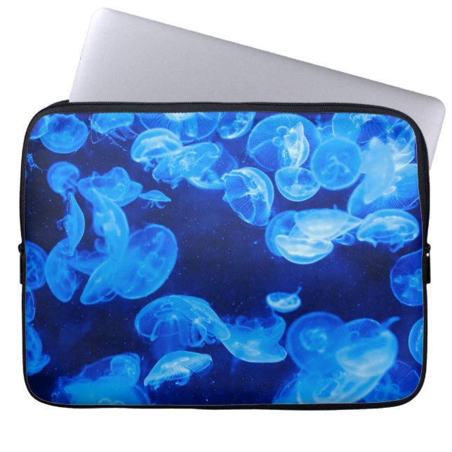 Blue Jellyfish underwater Laptop Sleeve (Front)