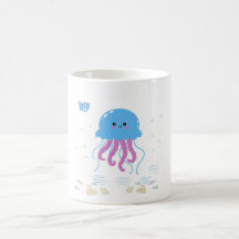 Blue jellyfish with pink tentacles Coffee Mug