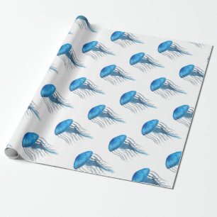 Blue Jellyfish Wrapping Paper