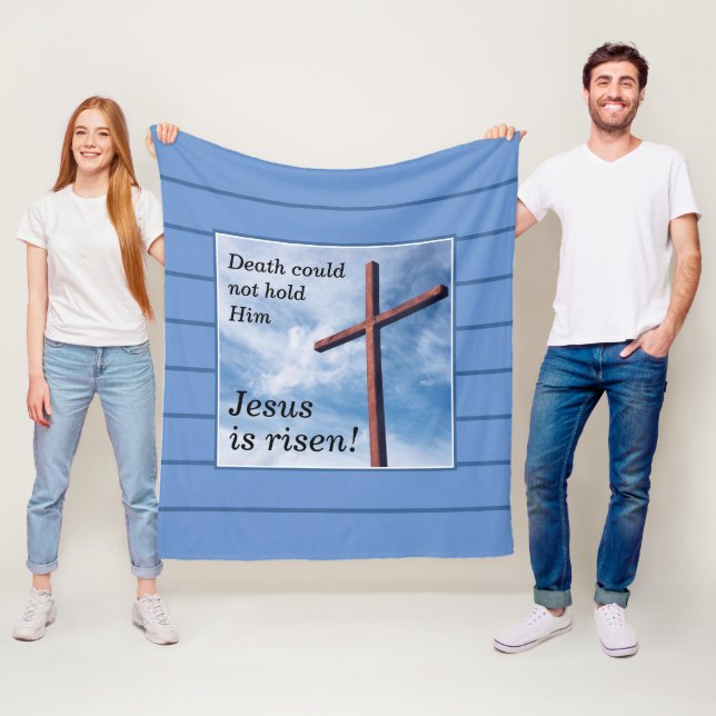 Blue JESUS IS RISEN Easter  Fleece Blanket (In Situ)