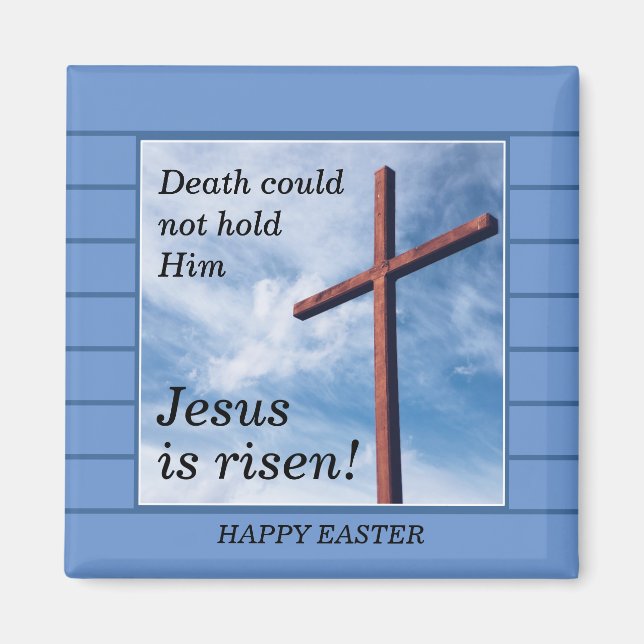 Blue JESUS IS RISEN Easter Magnet (Front)